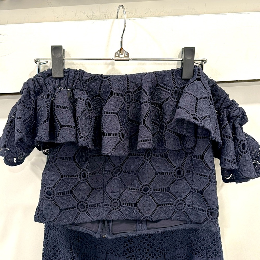 Rebecca Taylor Eyelet Ruffle Crop Top